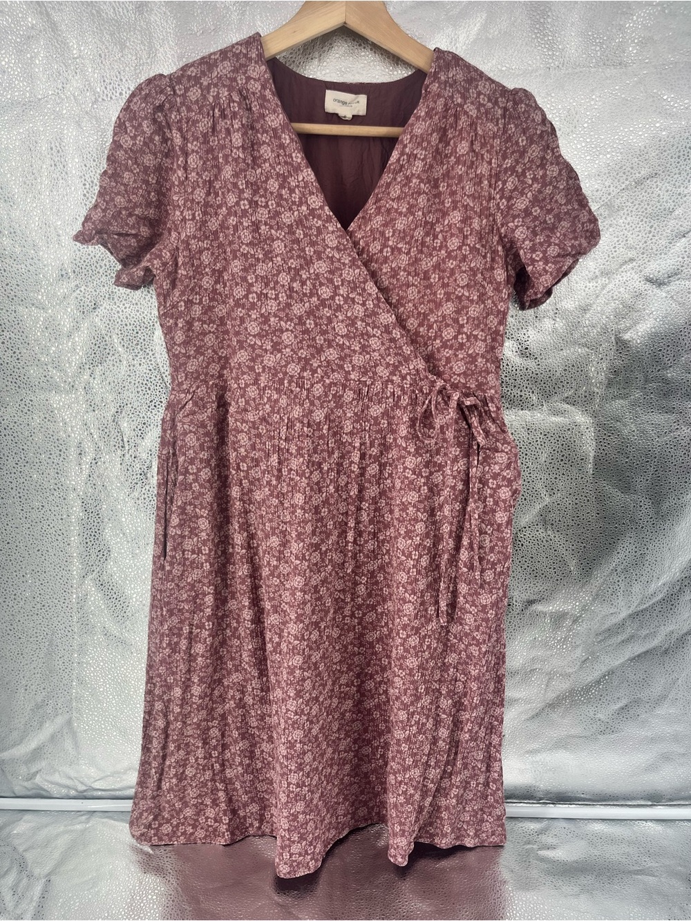 Orange Creek Women's Floral Wrap Midi Dress, V-Neck, Short Sleeve Boho size S